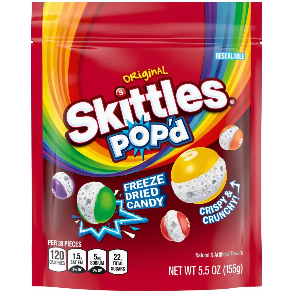Skittles Pop'd Original Freeze Dried Candy 155gm