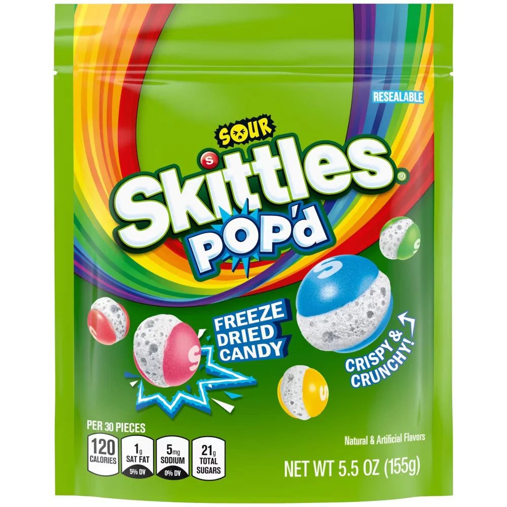 Skittles Pop'd Sour Freeze Dried Candy 155gm