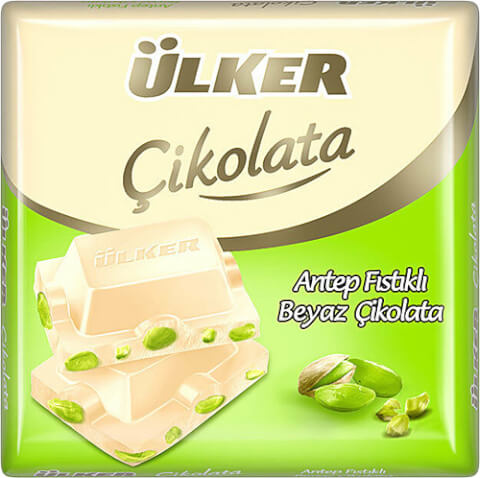 Ulker White Square Whole Pistachios Chocolate 65gm